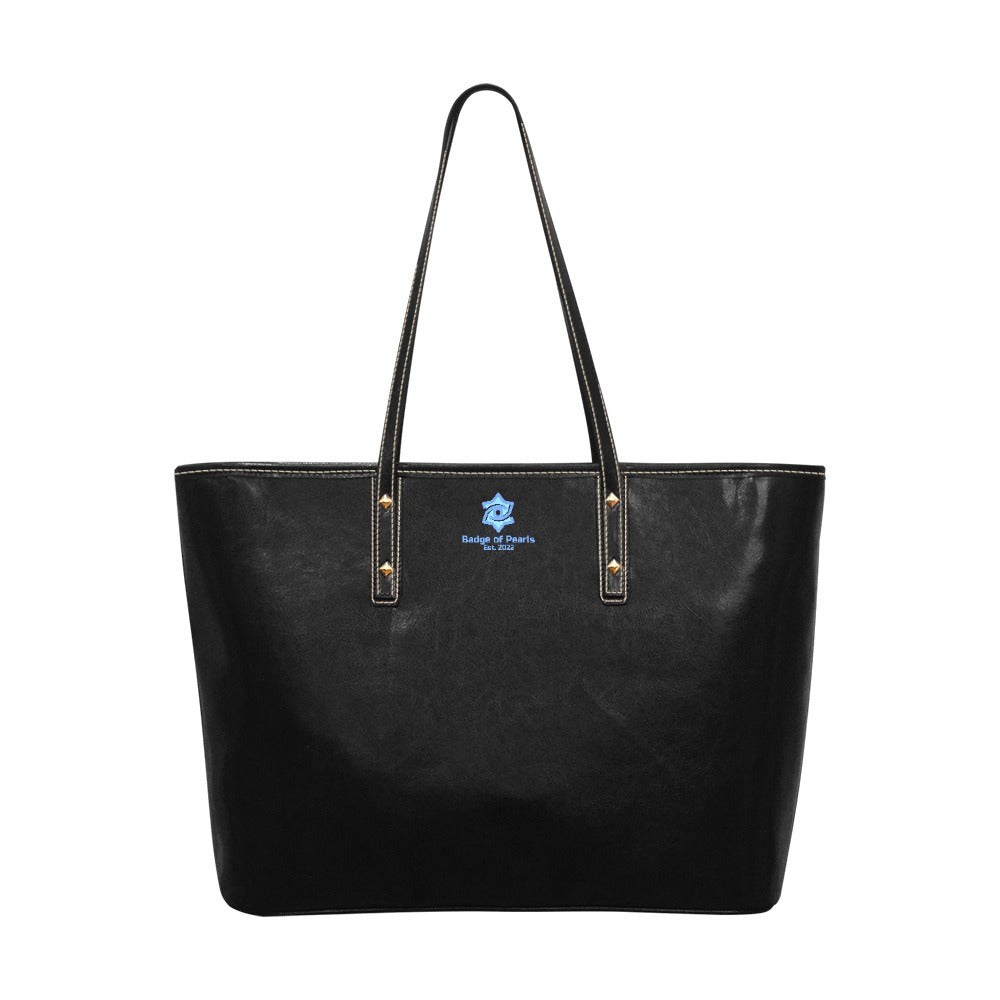 Badge of Pearls Leather Tote Bag