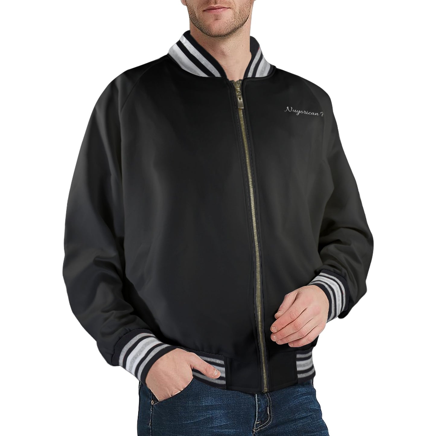 A Nuyrorican Poet Striped Trim Bomber Jacket