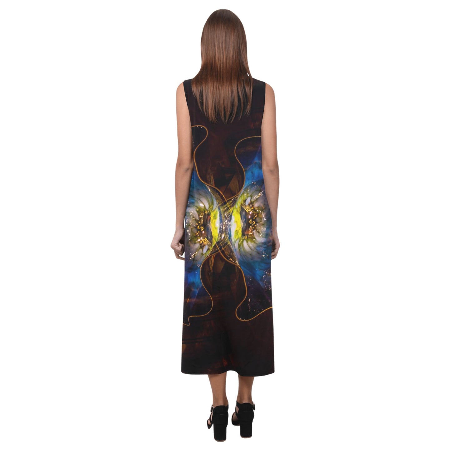 Badge of Pearls Energy Sleeveless Open Fork Long Dress