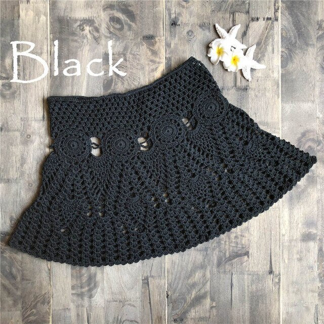 Hand Hook Crochet Bikinis Bottom Handmade Knitted Hollow Out A-line skirt Sexy Swimwear Women