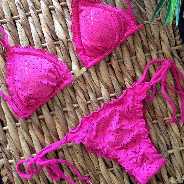 Triangle Bikini Set Bohemian Swimwear Hollow Out Low Waist Sexy