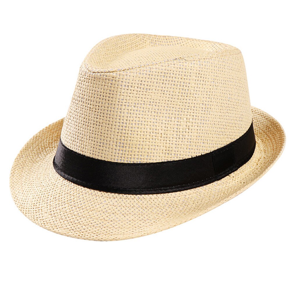 Hot Unisex Women Men Fashion Summer Casual Trendy Beach Sun Straw Jazz Hat Cowboy Fedora hat Gangster Cap
